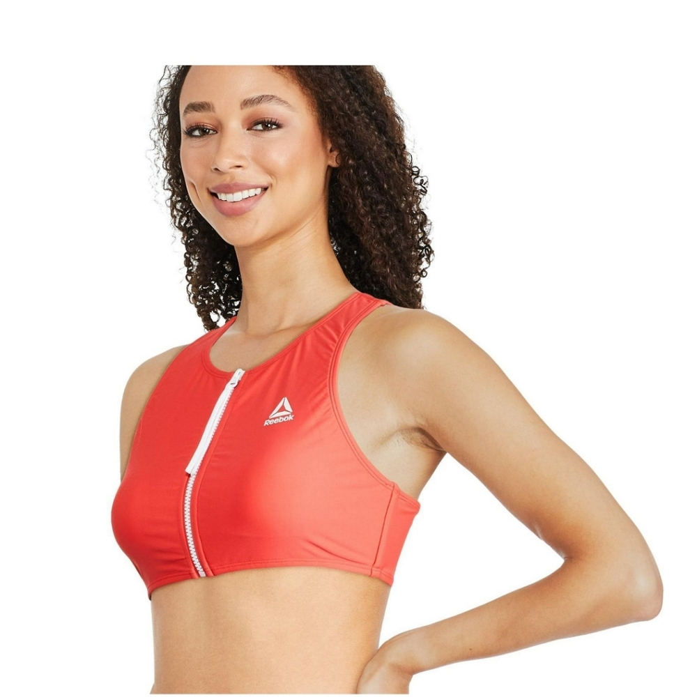 REEBOK SWIM TOP, ZIPPER FRONT,  ORANGE, SIZE XS